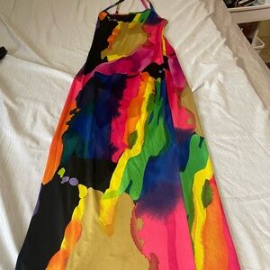 Vibrant Multicolor Halter Maxi Dress
